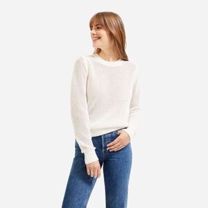Everlane White Mesh Crew Sweater